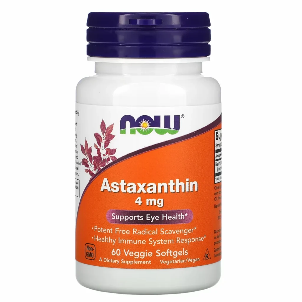 Astaxanthine 4 mg, 60 capsules végétariennes à enveloppe molle - NOW Foods - Comptoir Nutrition